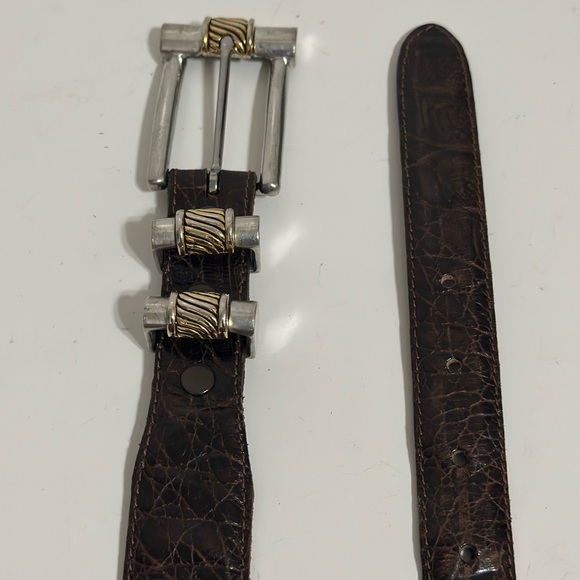 Vicenza Brown Calfskin Leather Belt with Silver Buckle Women’s Size 28 main image 7